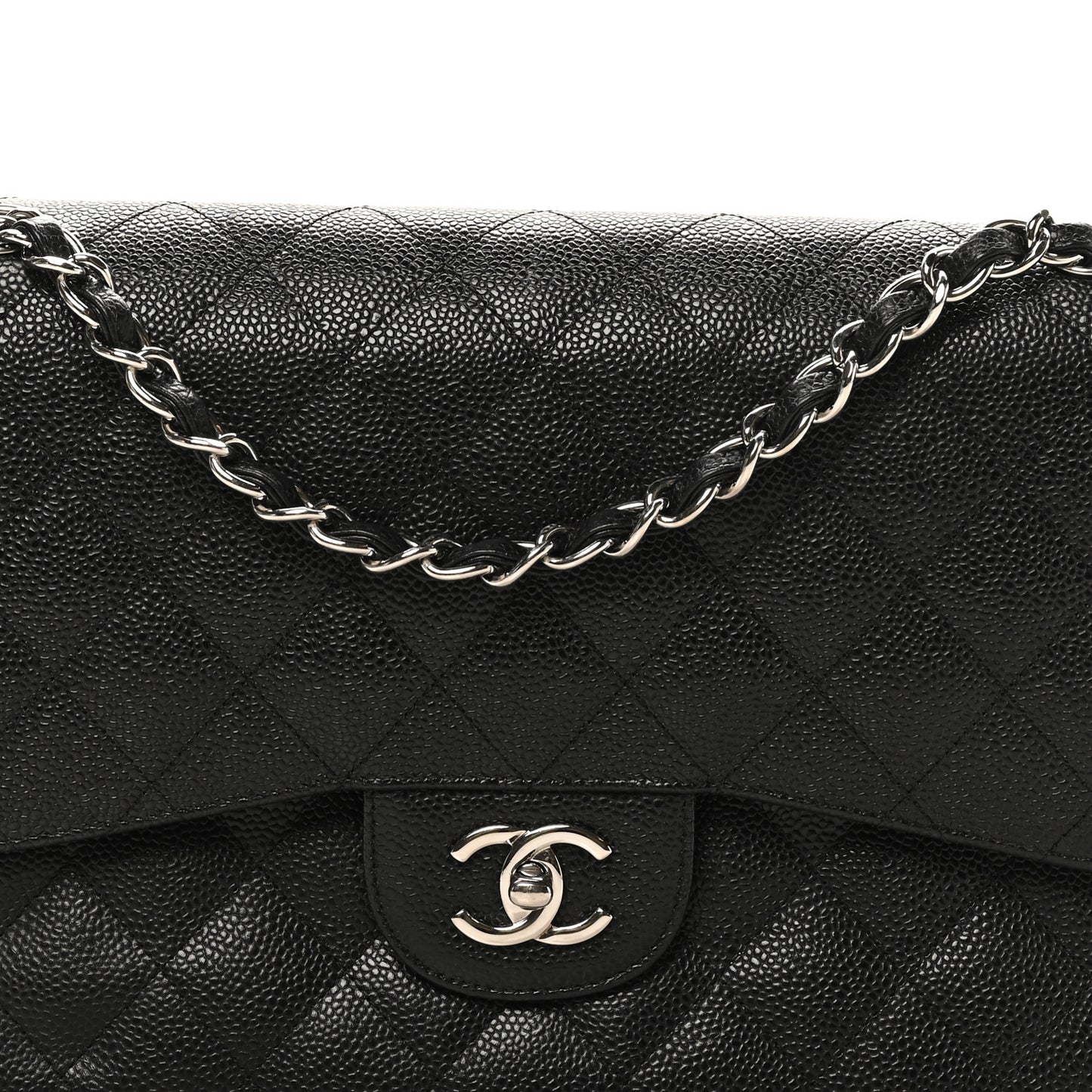 Caviar Quilted Jumbo Double Flap Black