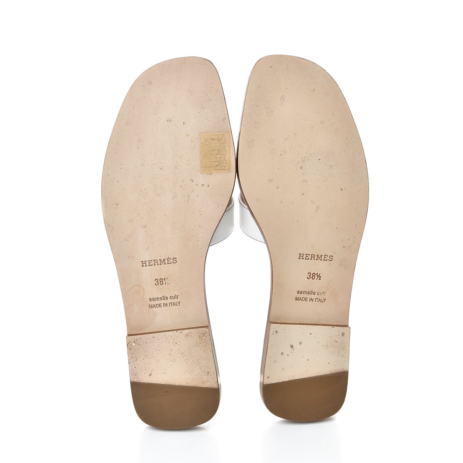 Hermes Box Calfskin Oran Sandals 38.5 White 5 of 9