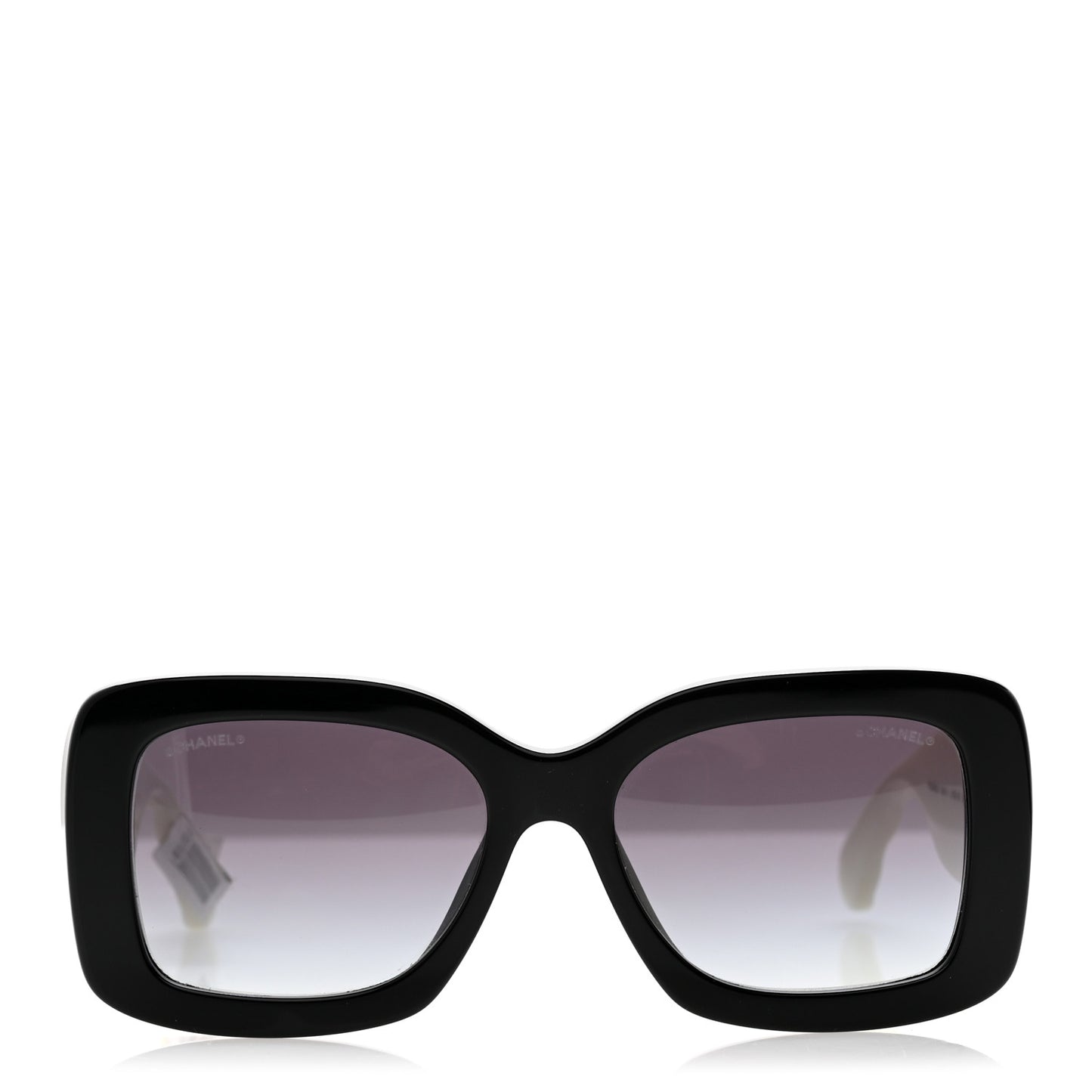 Acetate Quilted CC Rectangle Sunglasses 5483-A White Black