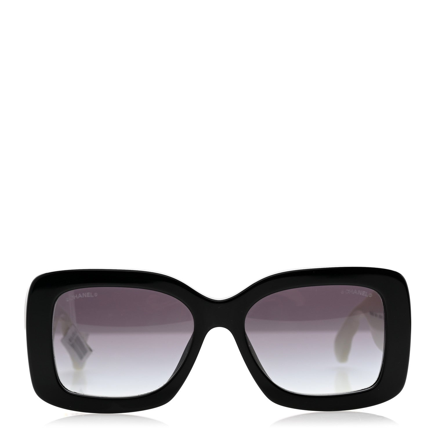 Chanel Acetate Quilted CC Rectangle Sunglasses 5483-A White Black 2 of 8