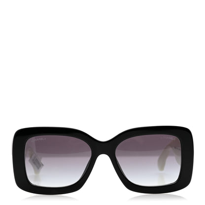 Chanel Acetate Quilted CC Rectangle Sunglasses 5483-A White Black 2 of 8