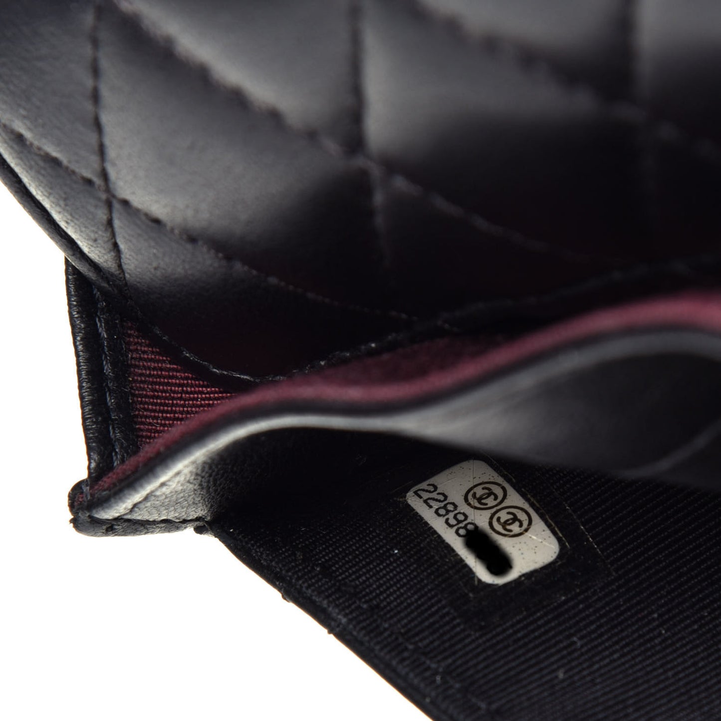 Lambskin Quilted Flap Card Holder Black
