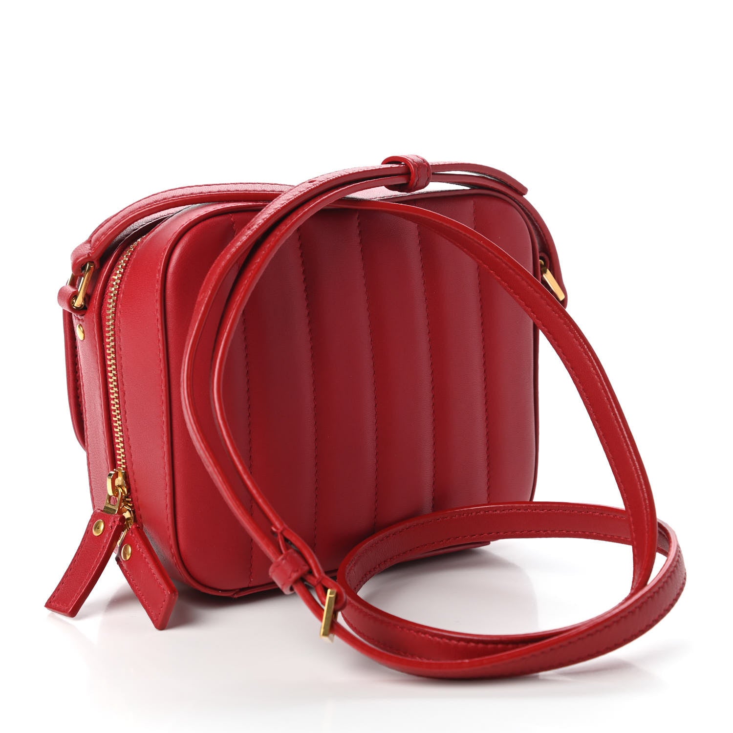 Saint Laurent Lambskin Matelasse Monogram Toy Vicky Camera Bag Red 3 of 10