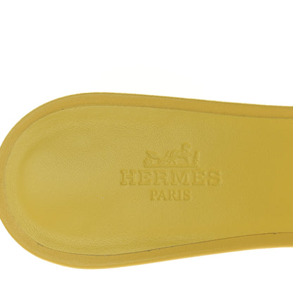 Hermes Calfskin Oasis Sandals 36.5 Jaune Pollen 7 of 8