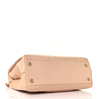 Chanel Calfskin Chevron Quilted Medium Coco Handle Flap Beige 3 of 9
