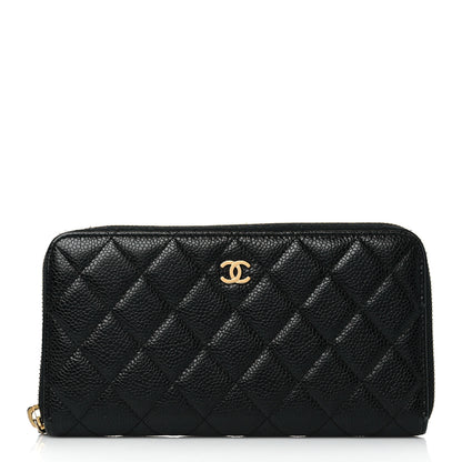 Chanel Caviar Quilted Large Gusset Zip Around Wallet Black 1 of 8