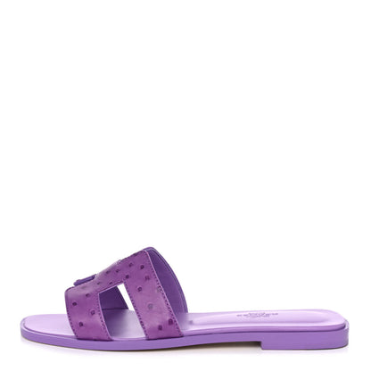 Hermes Ostrich Oran Sandals 36.5 Violet 1 of 9