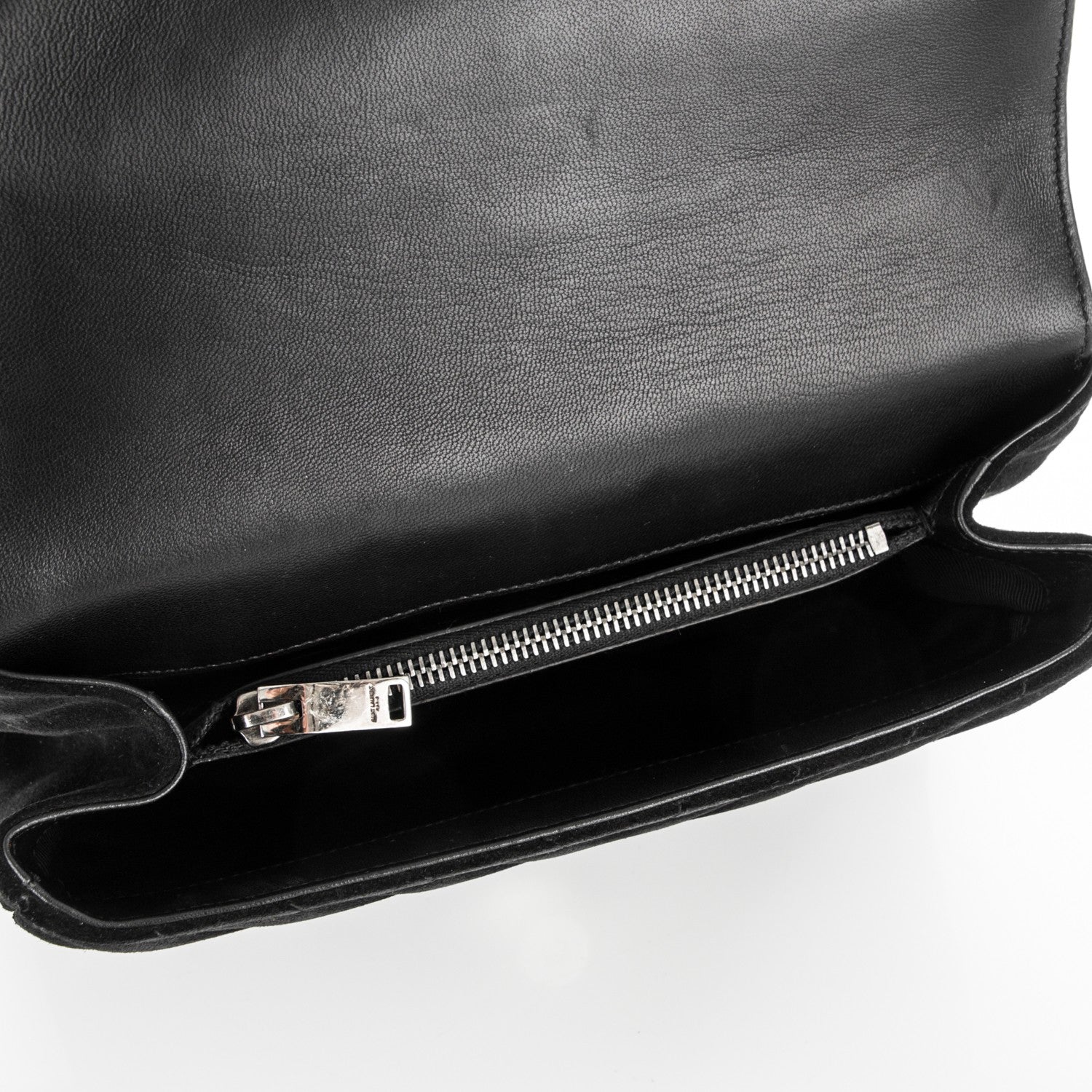 Saint Laurent Suede Matelasse Chevron Fringe Monogram Medium College Bag Black 5 of 6