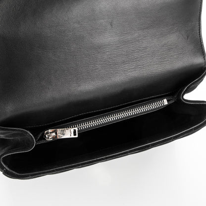 Saint Laurent Suede Matelasse Chevron Fringe Monogram Medium College Bag Black 5 of 6