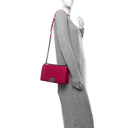 Chanel Velvet Quilted Medium Boy Flap Fuchsia 2 of 10