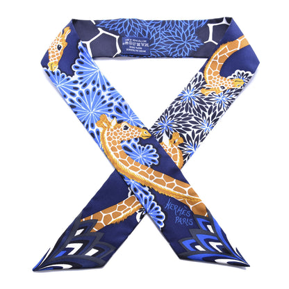 Hermes Silk The Three Graces Twilly Bleu Nuit Gold Black 1 of 3