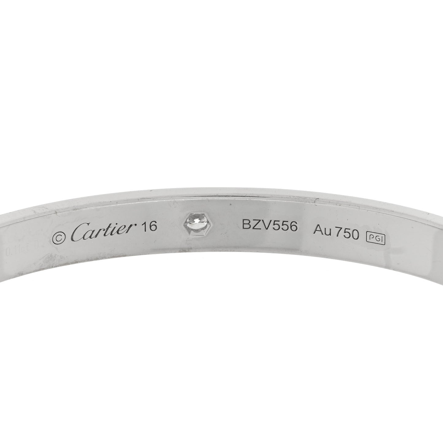 18K White Gold 1 Diamond LOVE Cuff Bracelet 16