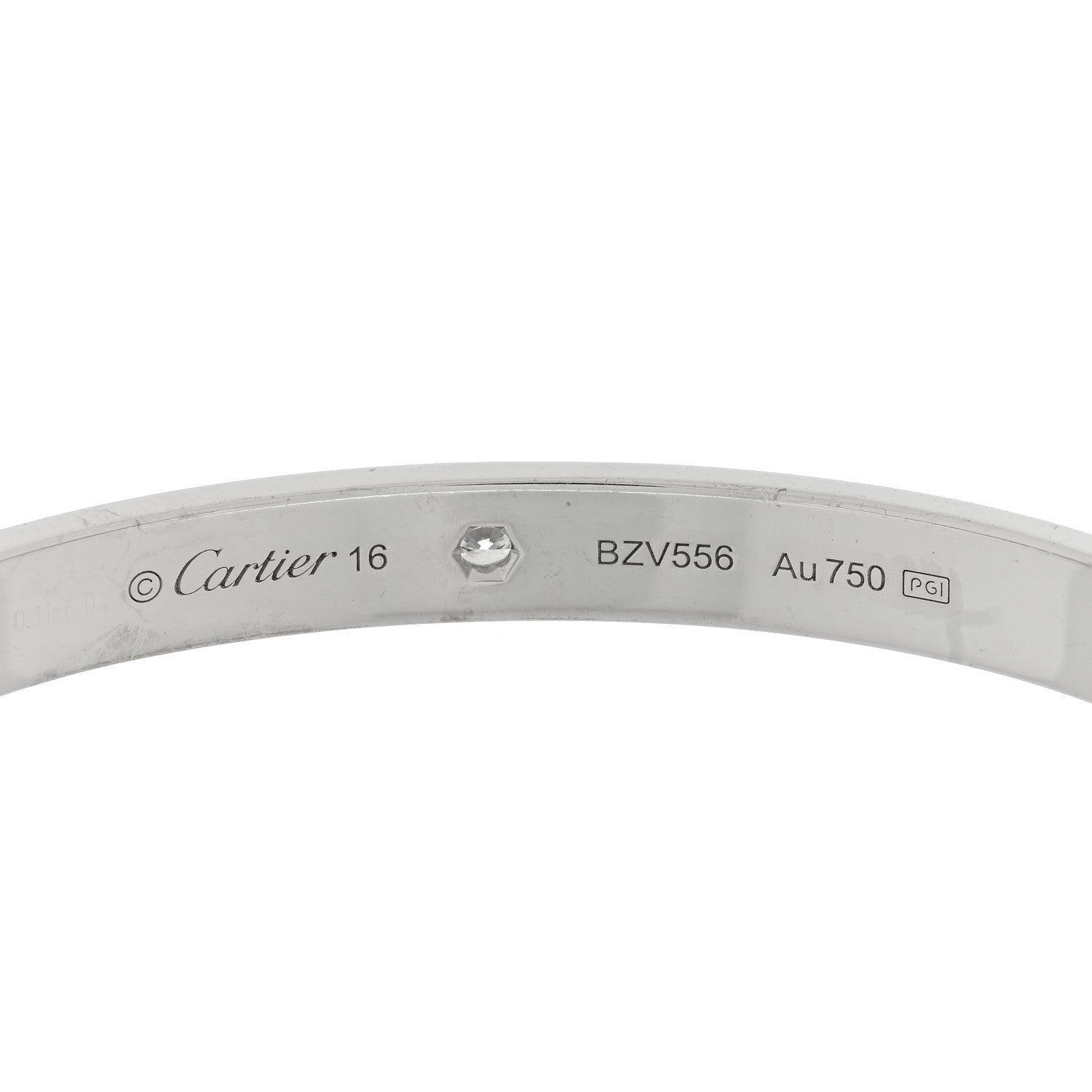 Cartier 18K White Gold 1 Diamond LOVE Cuff Bracelet 16 3 of 3