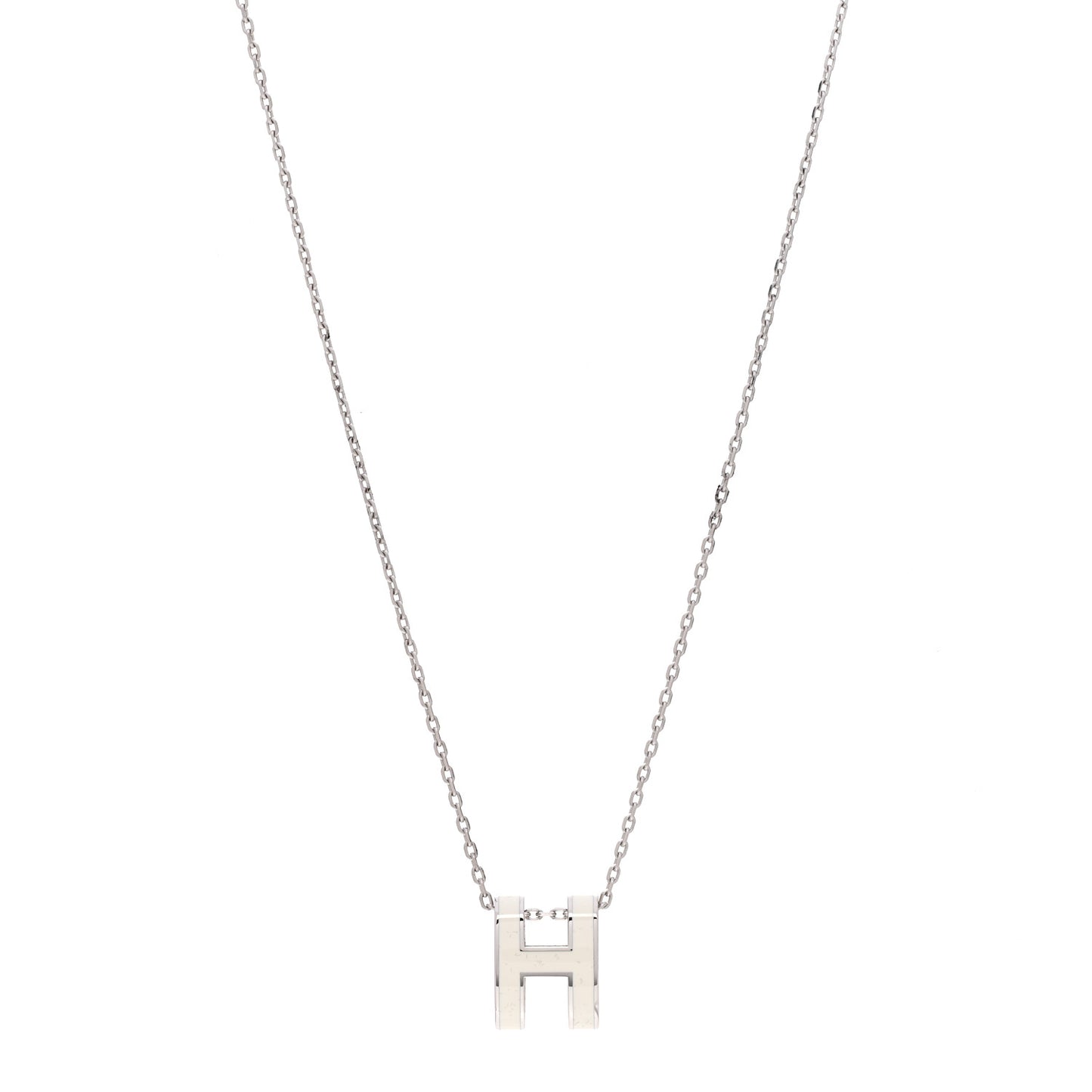 Lacquered Palladium Pop H Pendant Necklace White