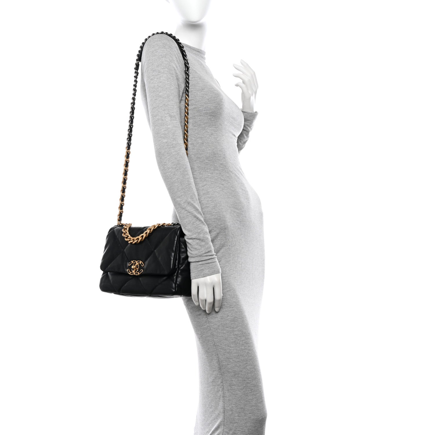 Chanel Goatskin Quilted Medium Chanel 19 Flap Black 2 of 10