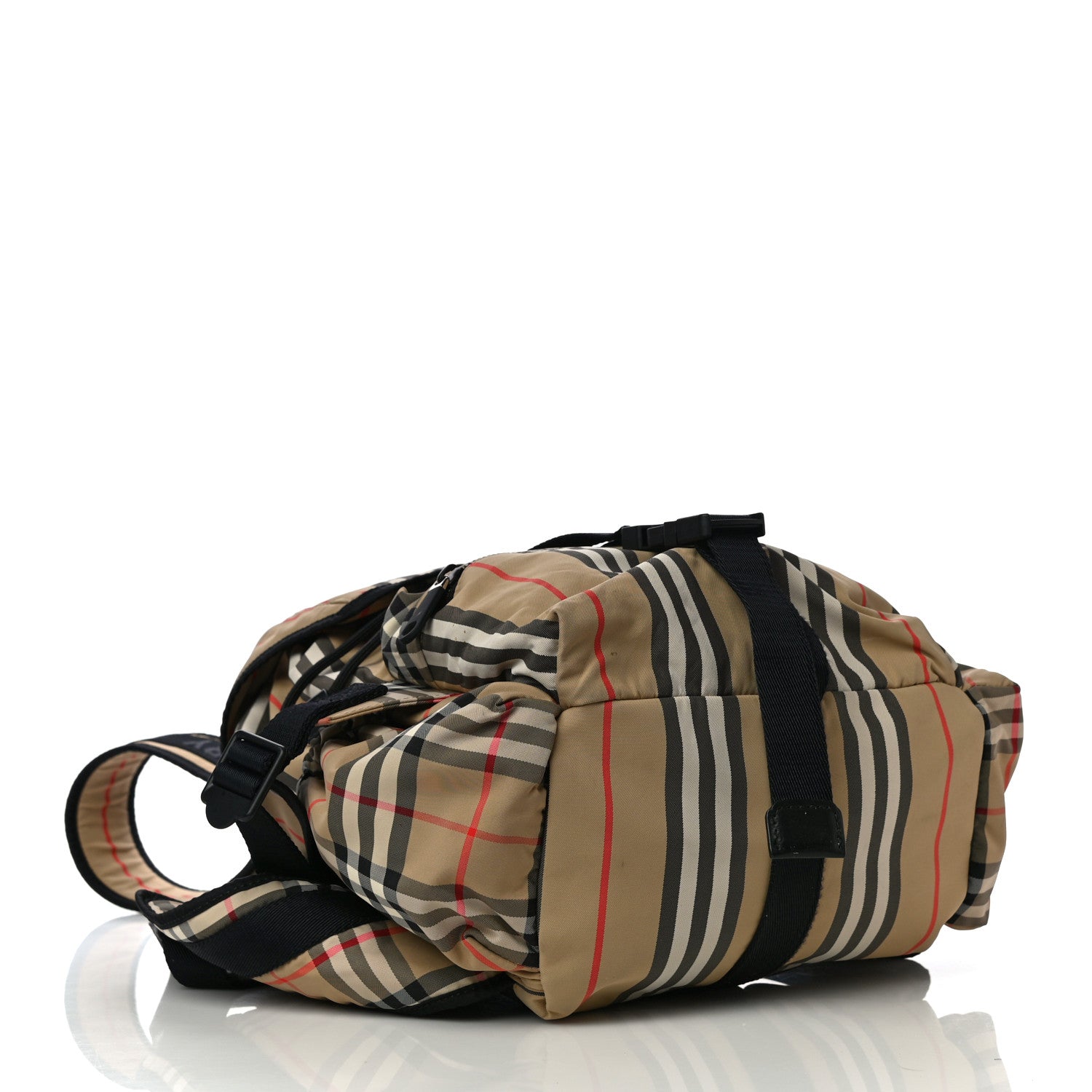 Burberry Nylon Icon Stripe Check Logo Print Backpack Natural 4 of 14