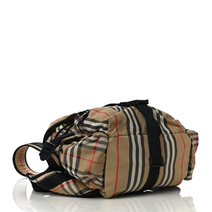 Burberry Nylon Icon Stripe Check Logo Print Backpack Natural 4 of 14