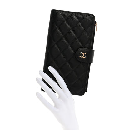 Chanel Caviar Quilted Long Zip Wallet Black 2 of 9
