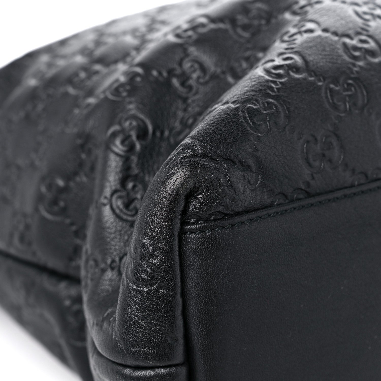 Gucci Guccissima Medium Zippered Shopping Tote Black 8 of 16