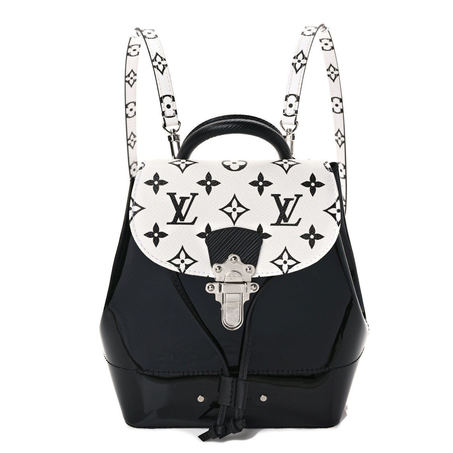 Louis Vuitton Patent Monogram Hot Springs Backpack Black White 1 of 8