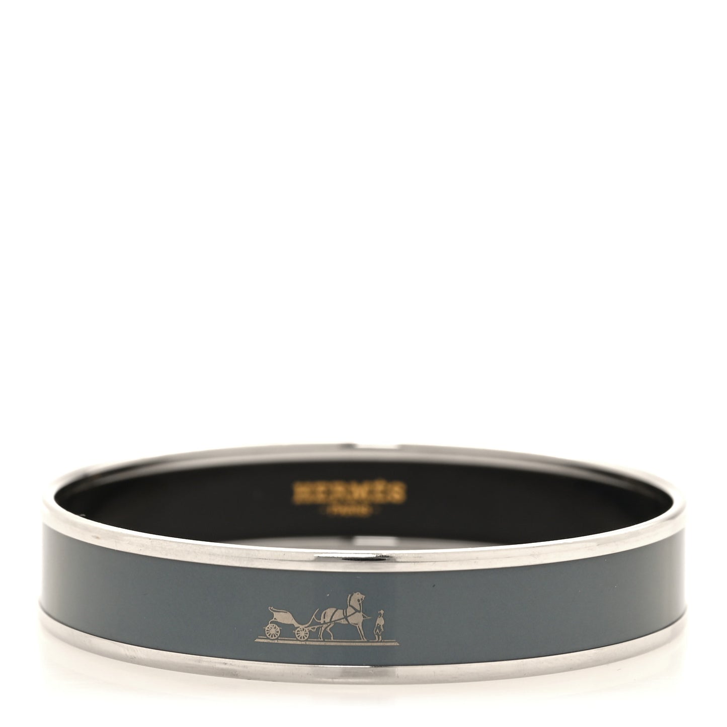 Enamel Printed Wide Caleche Bracelet 70 Gris Macadam