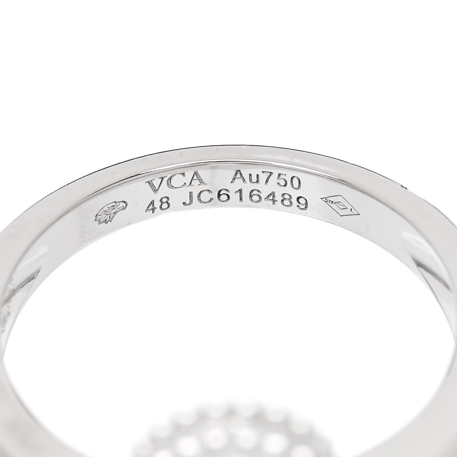 Van Cleef & Arpels 18K White Gold Diamond Vintage Alhambra Ring 48 4.5 5 of 6