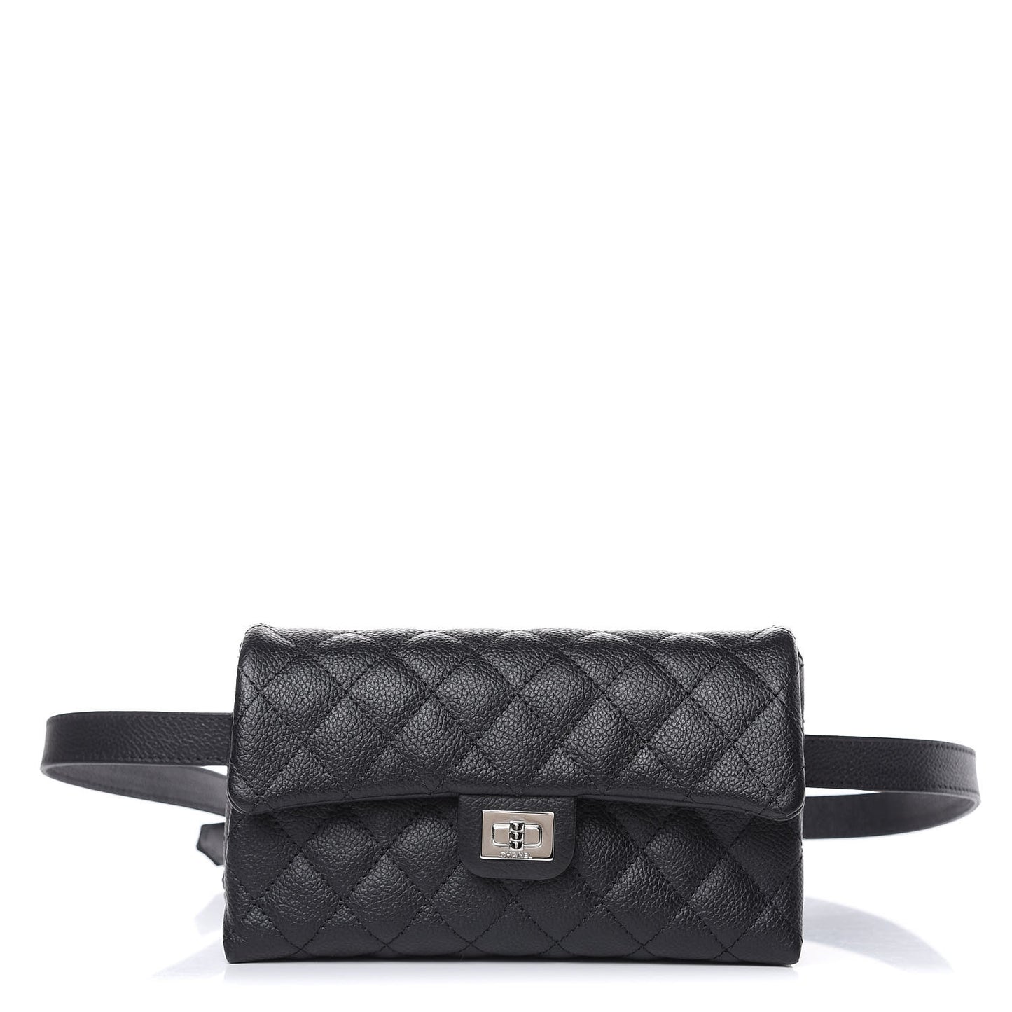Grained Calfskin Quilted 2.55 Reissue Flap Belt Bag Clutch Black