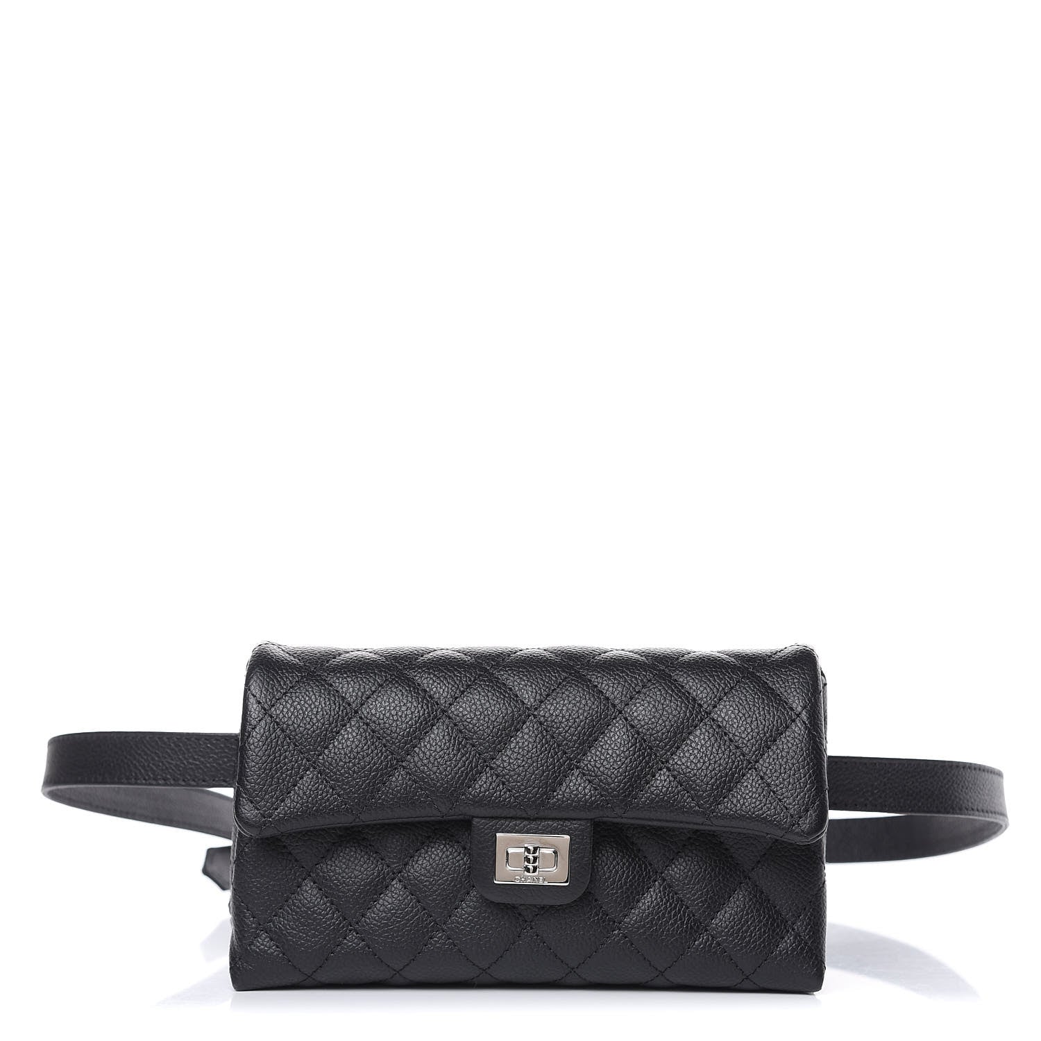 Chanel Grained Calfskin Quilted 2.55 Reissue Flap Belt Bag Clutch Black 1 of 9