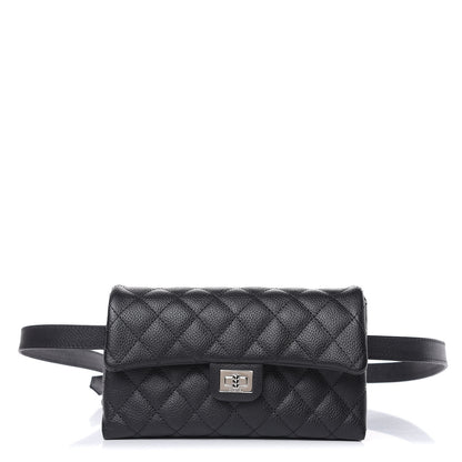 Chanel Grained Calfskin Quilted 2.55 Reissue Flap Belt Bag Clutch Black 1 of 9