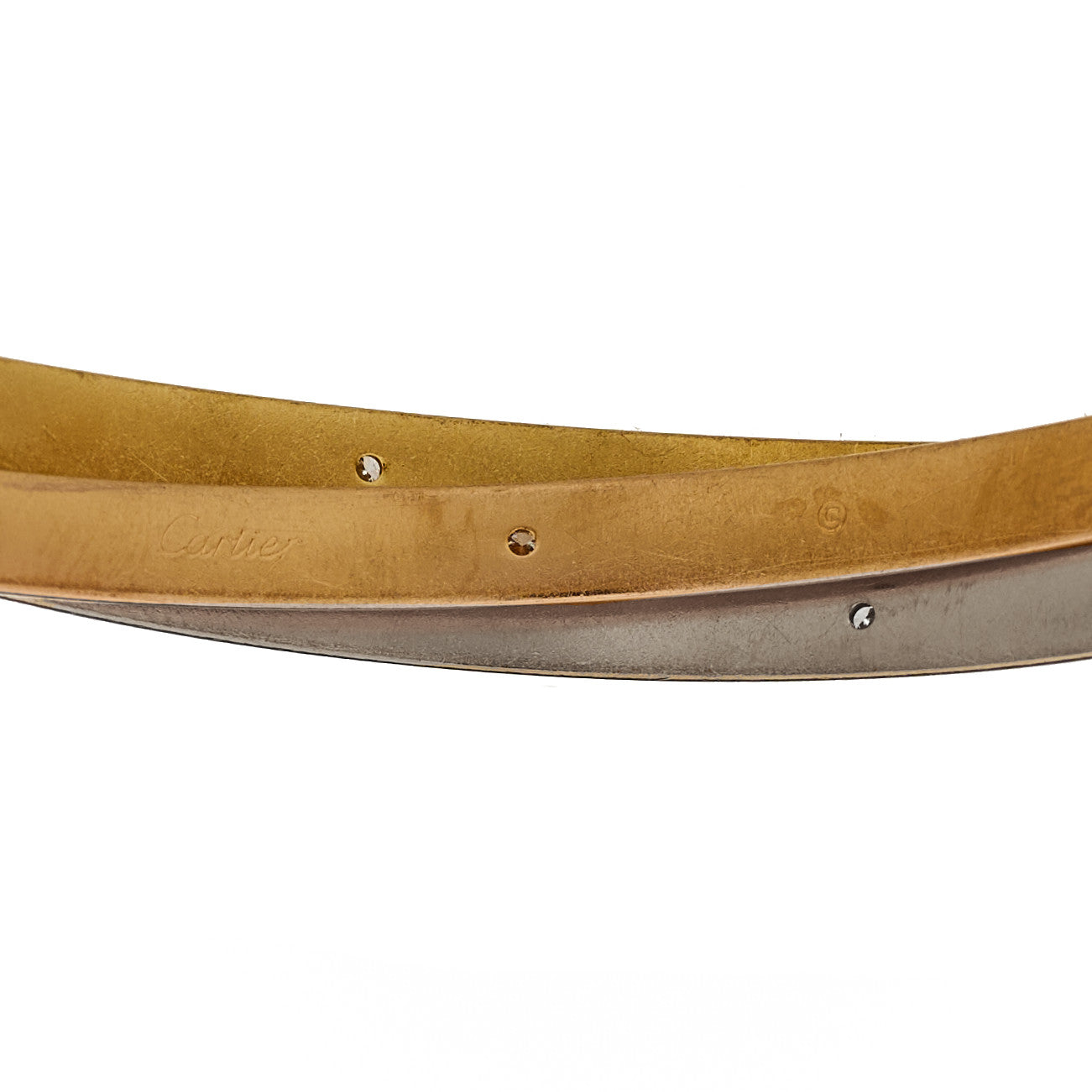 Cartier 18K Pink Yellow White Gold Diamond Trinity Bangle Bracelet 3 of 5