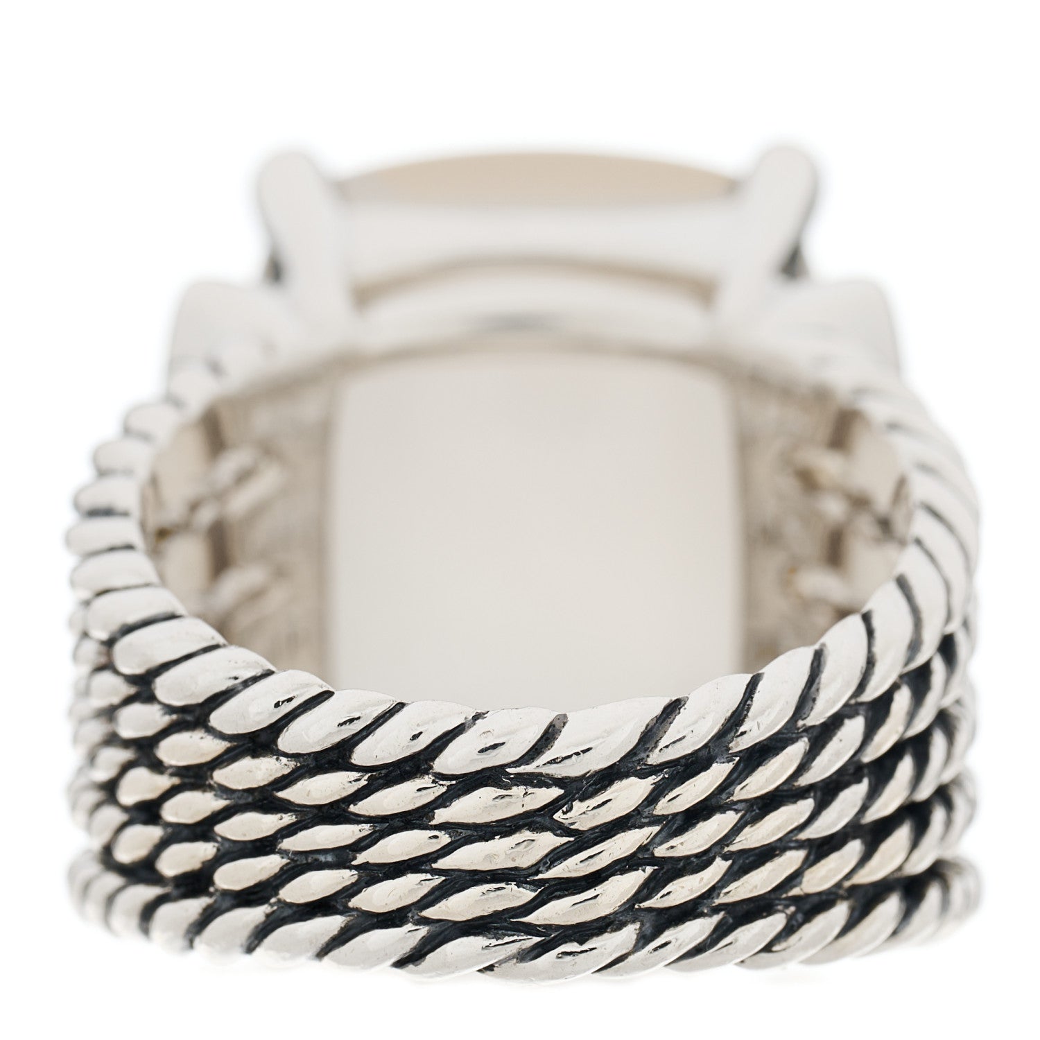 David Yurman Sterling Silver Diamond Moon Quartz 20mm Wheaton Ring 55 7.25 4 of 5