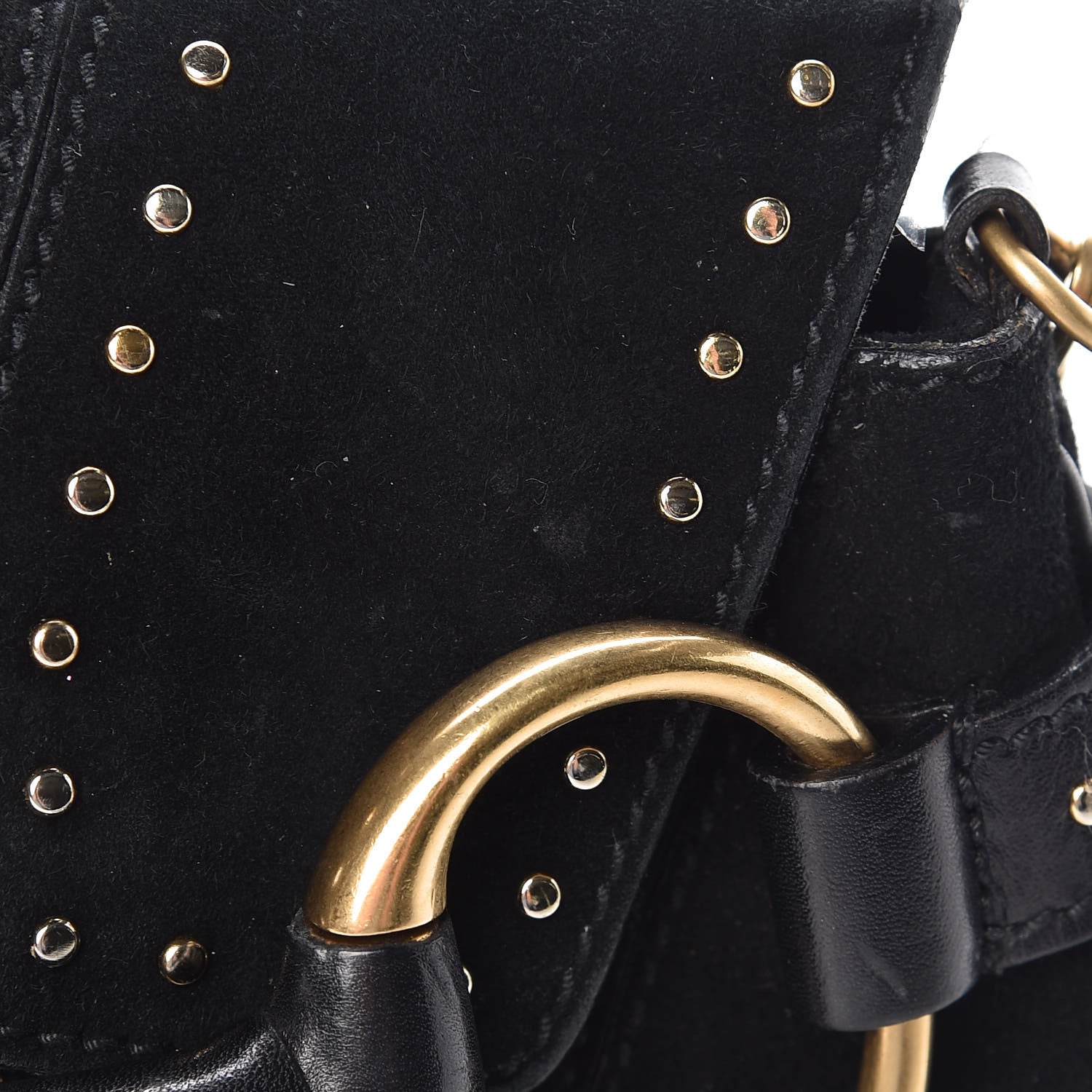 Gucci Suede Studded Horsebit Clutch Bag Black 23 of 24