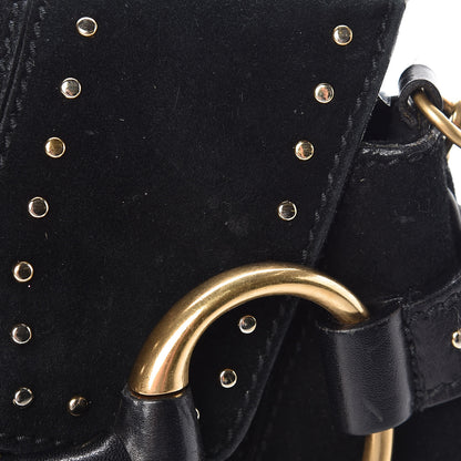 Gucci Suede Studded Horsebit Clutch Bag Black 23 of 24