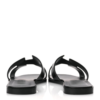 Hermes Box Calfskin Oran Sandals 39 Black 6 of 12