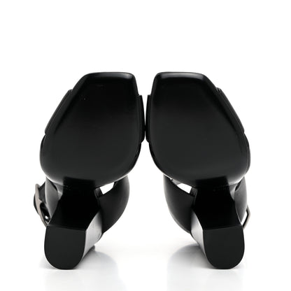 Saint Laurent Calfskin Oak 100 Mule Sandals 37 Black 5 of 9