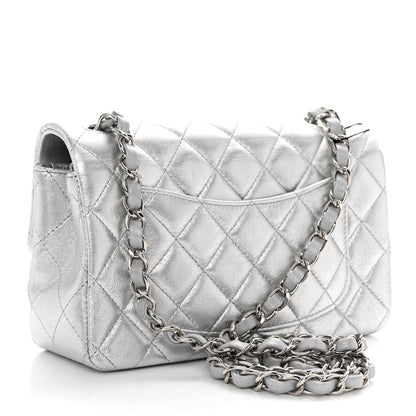 Chanel Metallic Lambskin Quilted Mini Rectangular Flap Silver 3 of 10