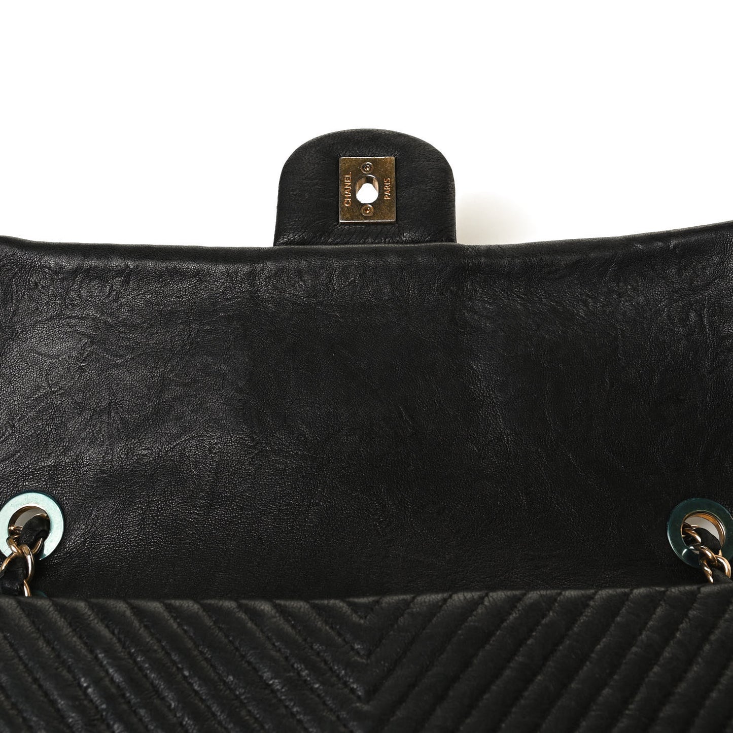 Calfskin Surpique Chevron Small Flap Black