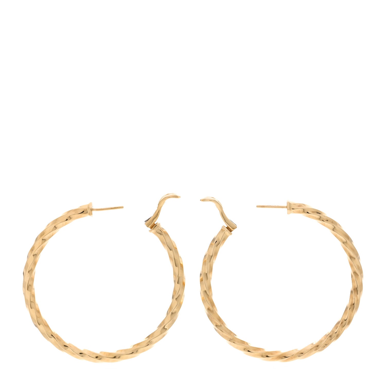 David Yurman 18K Yellow Gold Cable Edge Hoop Earrings 3 of 4