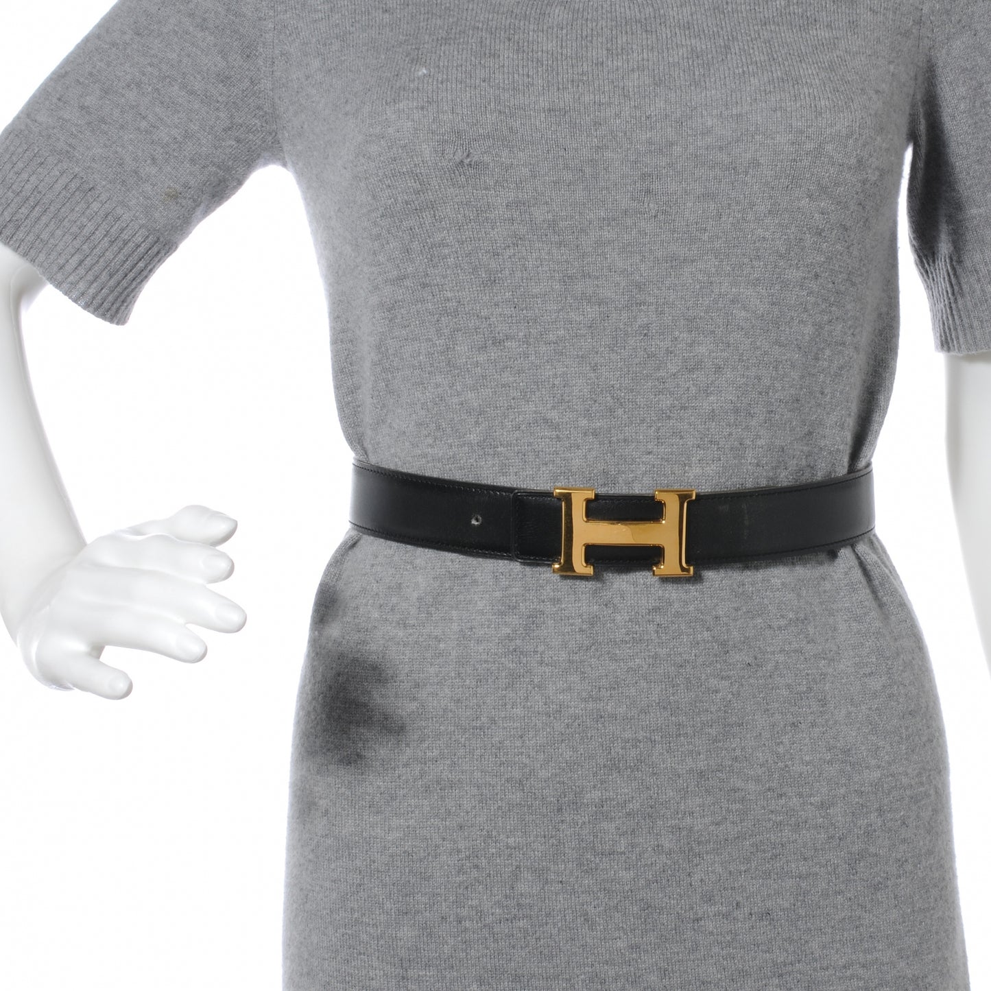 Box Courchevel 32mm H Belt 65 Black Gold
