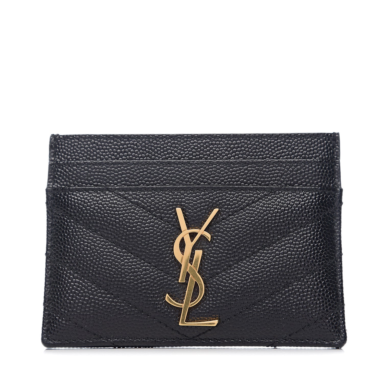 Grain De Poudre Matelasse Chevron Monogram Credit Card Case Black