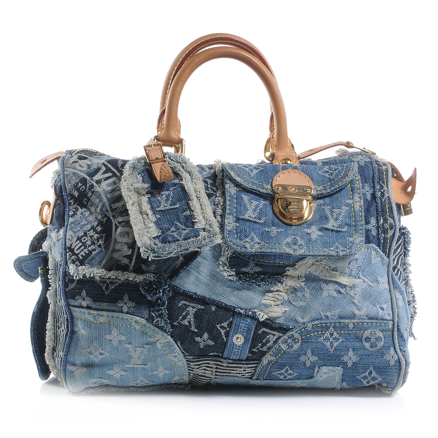 Louis Vuitton Denim Patchwork Speedy 30 Blue 1 of 8