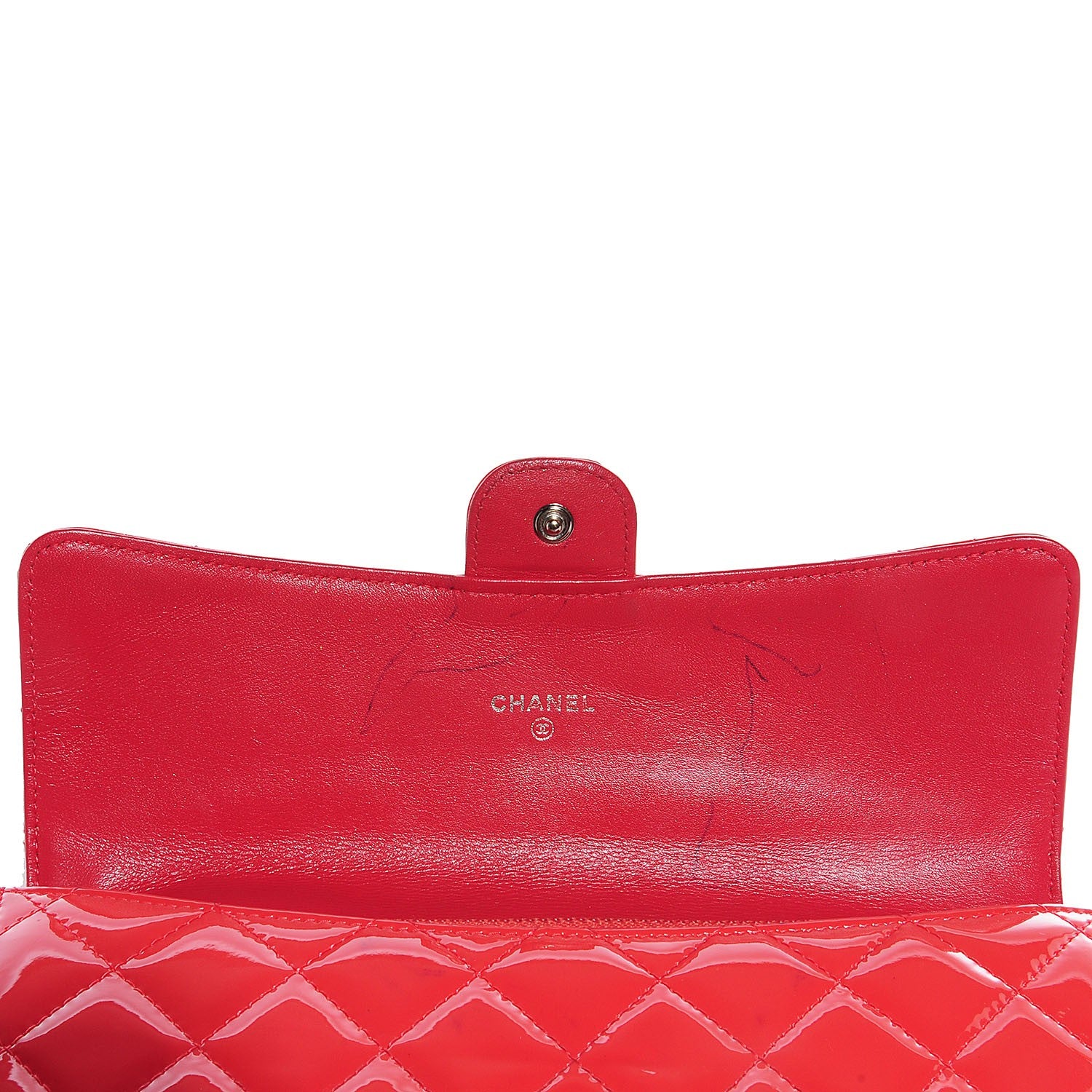 Chanel Patent Quilted Travel Wallet Dark Pink 5 of 9