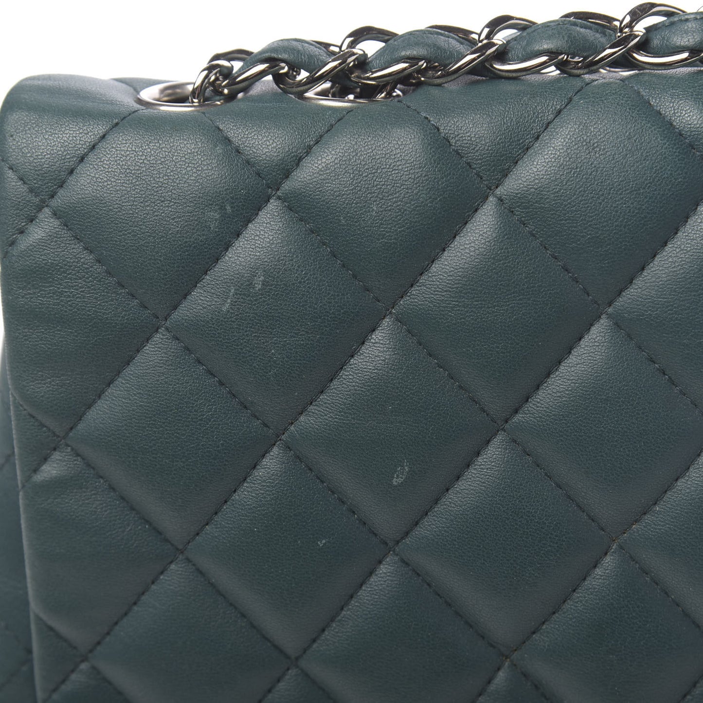 Lambskin Quilted Jumbo Single Flap Turquoise
