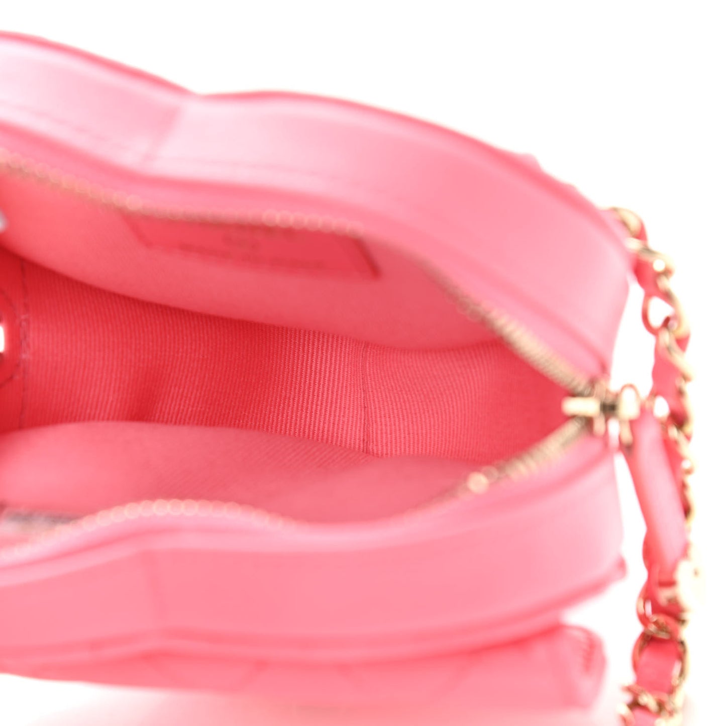 Lambskin Quilted CC In Love Heart Waist Belt Bag With Chain Pink