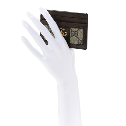 Gucci GG Supreme Monogram Textured Dollar Calfskin Ophidia Card Holder Beige Ebony New Acero 2 of 8