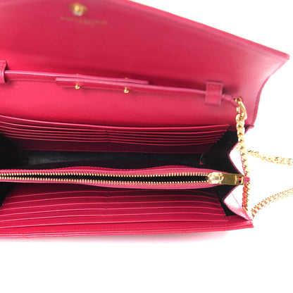 Saint Laurent Grain De Poudre Matelasse Chevron Monogram Chain Wallet Bubblegum 5 of 19