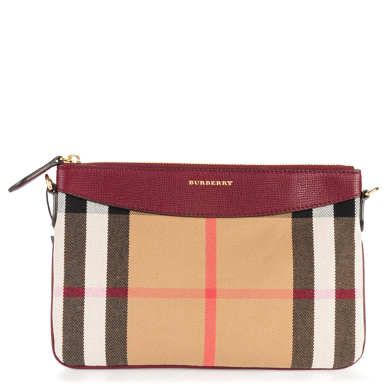 House Check Derby Peyton Crossbody Clutch Bag Mahogany Red