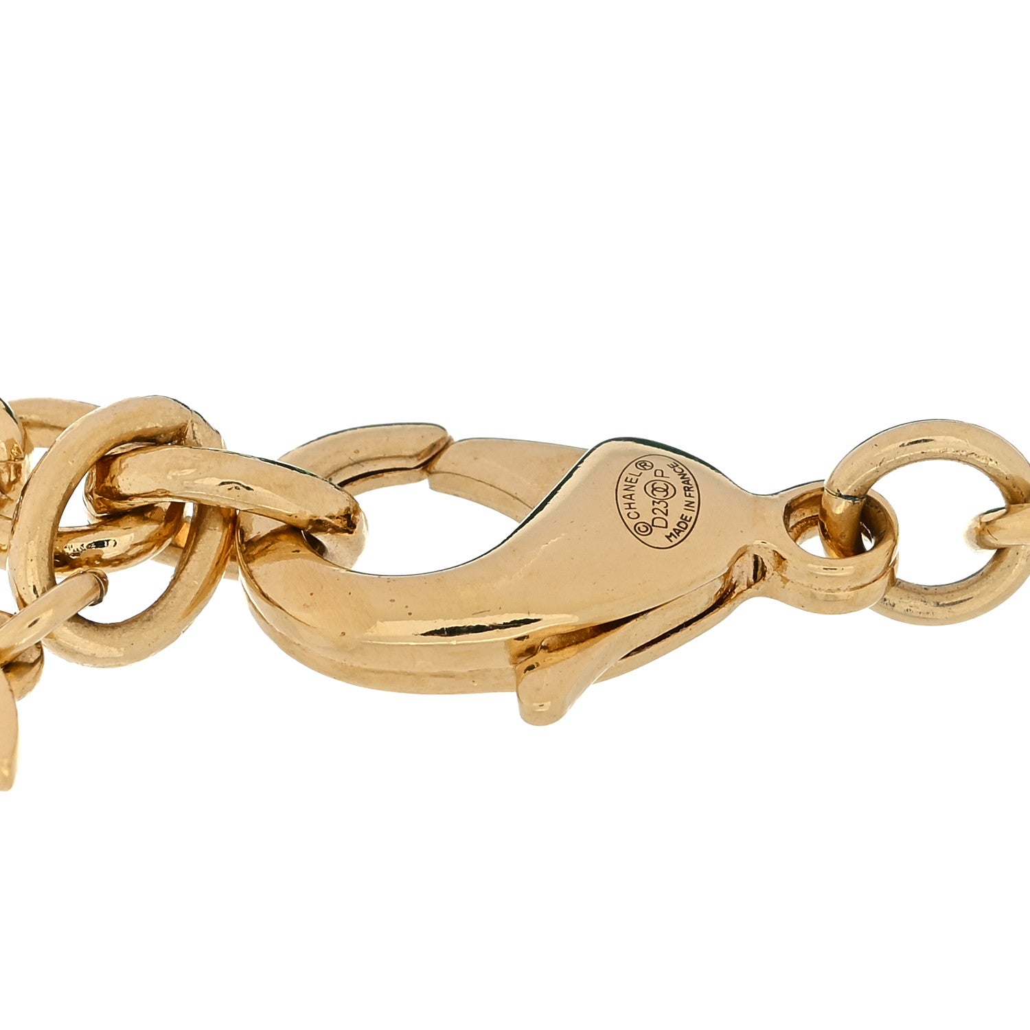 Chanel Mirror Resin CC Chain Link Bracelet Green Gold 3 of 3