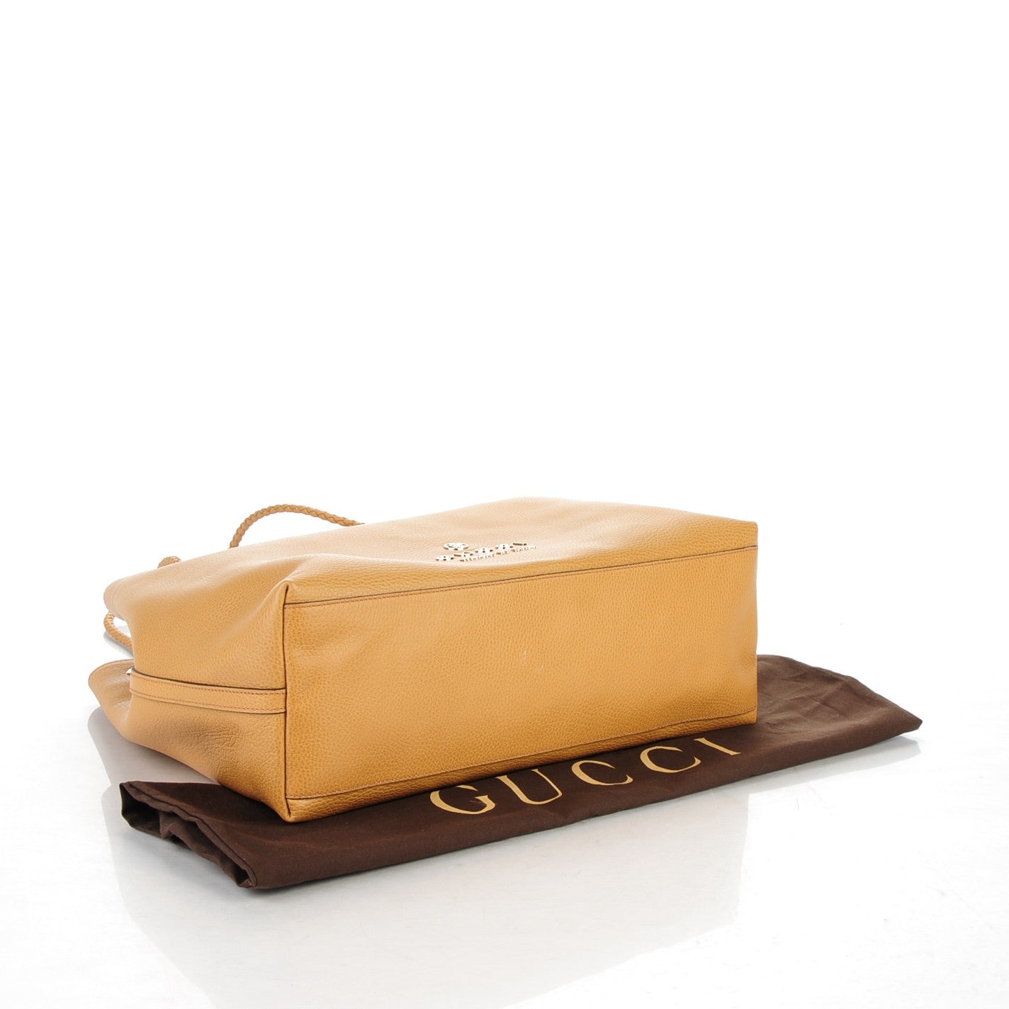 Gucci Calfskin Large Gifford Braided Handle Tote Camel 4 of 7