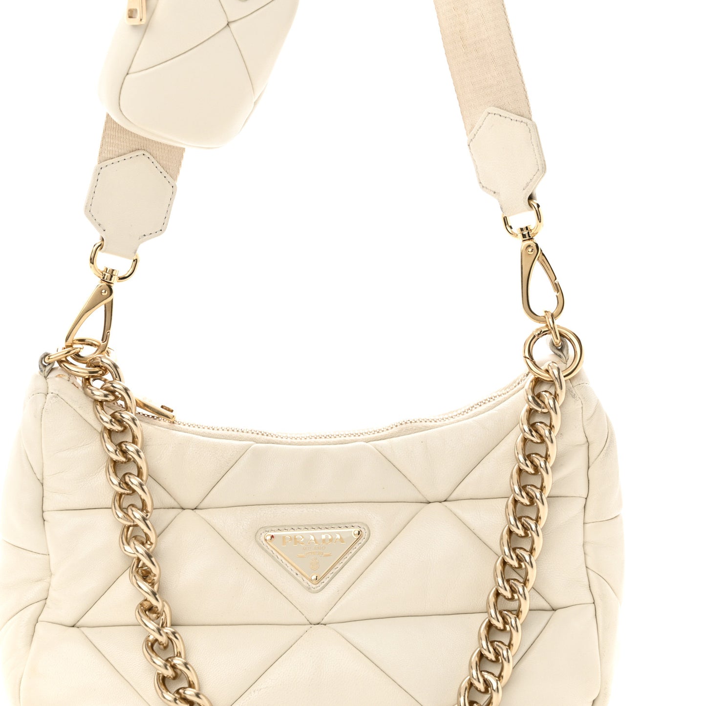 Nappa Re-Nylon Triangle Quilted Patchwork System Shoulder Bag Ninfea